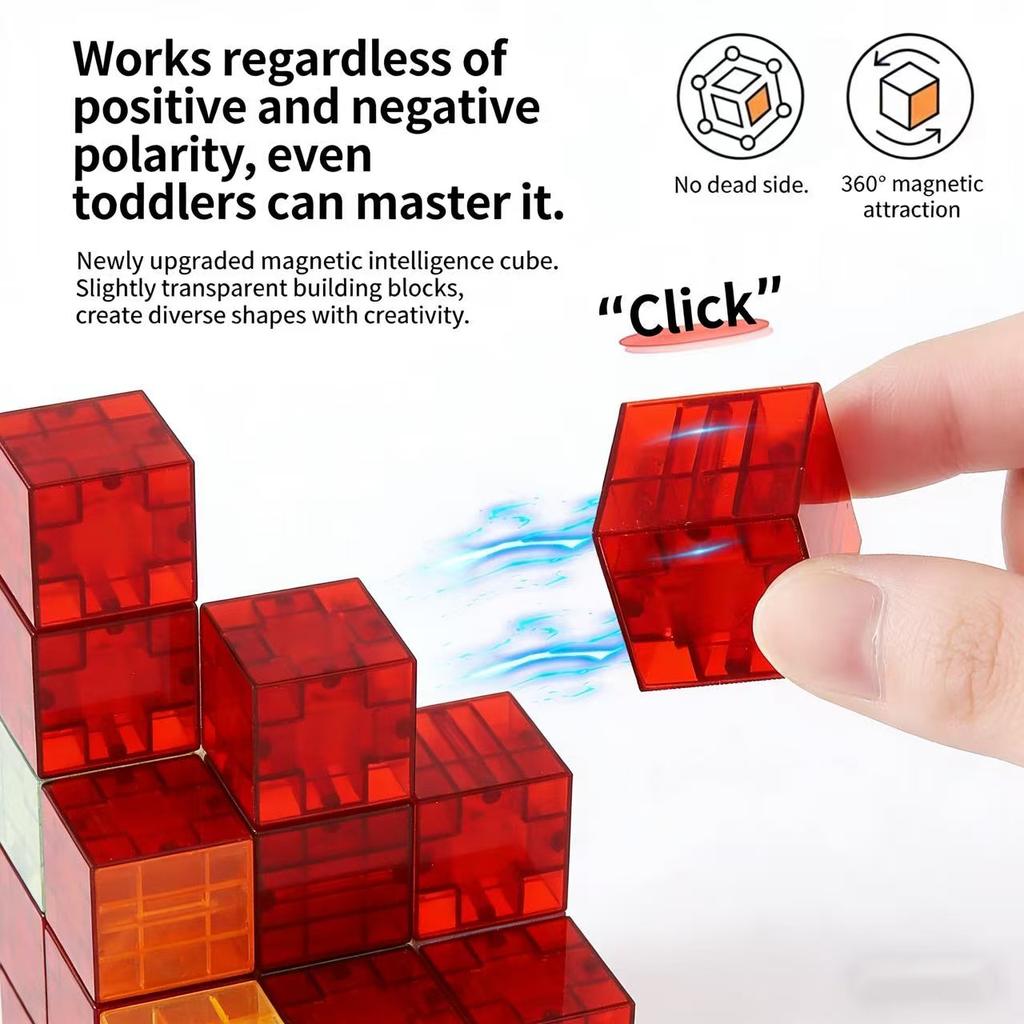 DIY Magnetic Building Blocks Transparent Square Toy Colorful Cubes Toy Assembly Toy Construction Toy for ChildrenGift