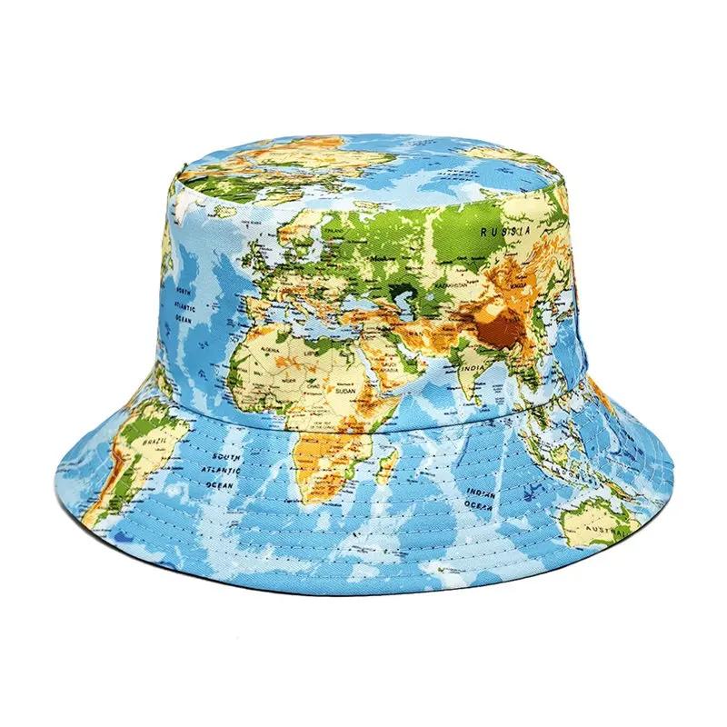 

Spring and Summer Polyester Print Bucket Hat Fisherman Hat Outdoor Travel Sun Cap for Men and Women 236 синій