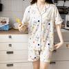 Pijamale de vară pentru damă, cu mânecă scurtă, din bumbac Tencel, cu desene animate drăguțe, pentru fete, studenți, secțiune subțire, costum de casă