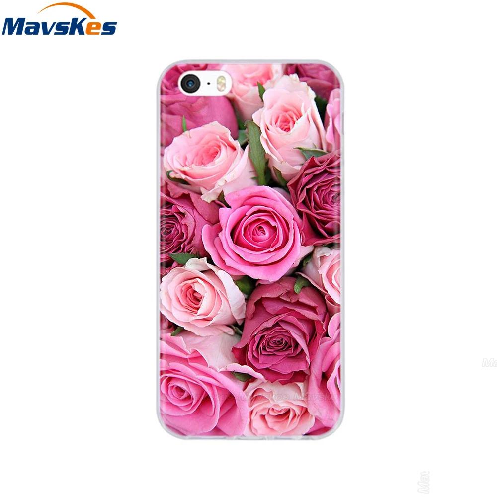 For iPhone 5s SE 5 Case Cover Silicone Soft TPU Cover Print Flower Cute Animal Phone Case For iPhone 6s 6 7 8 Fundas Clear Cases