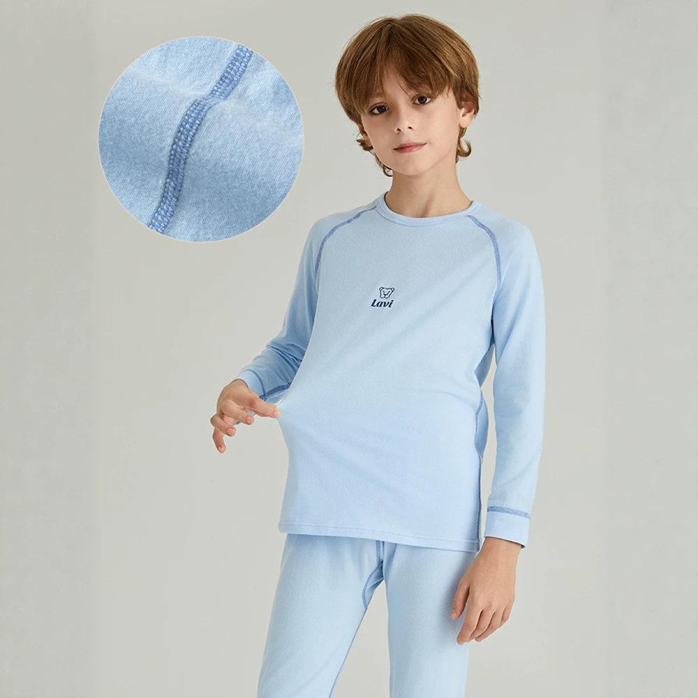 Children's thermal underwear set medium and older children's long johns pure cotton boys' pajamas girls' bottoming cotton sweater
