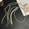 Pearl Silver Rhinestone Luxury Crossbody Phone Lanyard with Full Diamond Pendant, Wearable, Anti-Lost, Sturdy, Wrist Handheld.