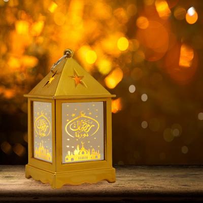 Ramazan Fener Masaüstü LED Lamba Retro Stil Benzersiz Tasarım Pil ile Çalışan Dekoratif Fener Asılı LED Mum Işığı
