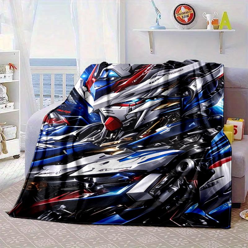Robotic Warrior Design Blanket Flannel Blanket for Bed, Sofa, Camping, Hiking, Picnic Essentials, Gift for Family Fan Gifts