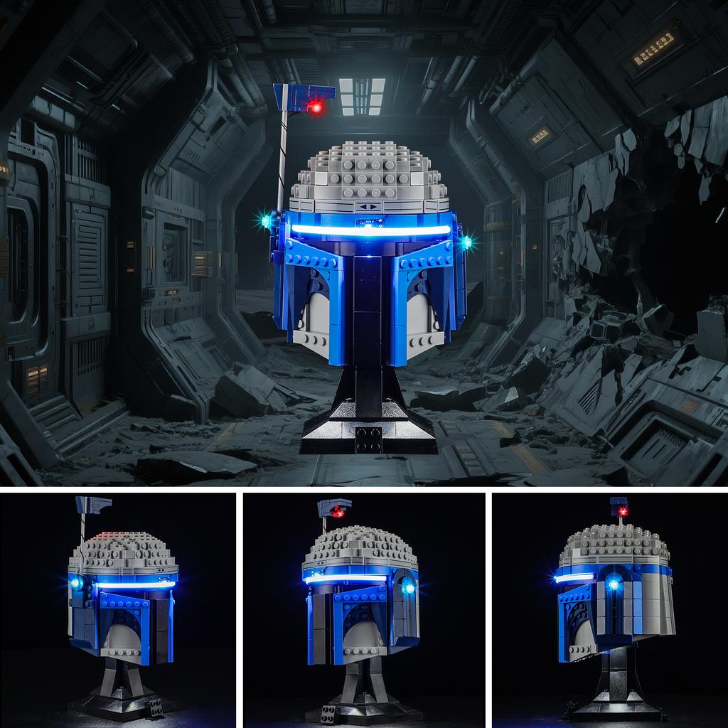 P10101 DIY LED Light Kit For LEGO 75408 Jango Fett™ Helmet Assembled Building Block Toy Decoration Adjustable Lighting Accessories
