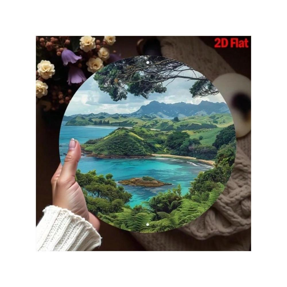 Round Metal Tin Sign New Zealand Bay Landscape Wall Art Living Room Decor Vintage Poster Home Decoration