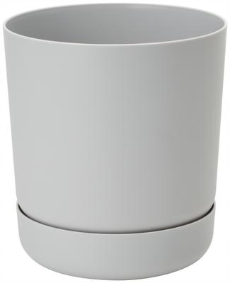 Satina 25 Round Flower Pot with Saucer | Platinum