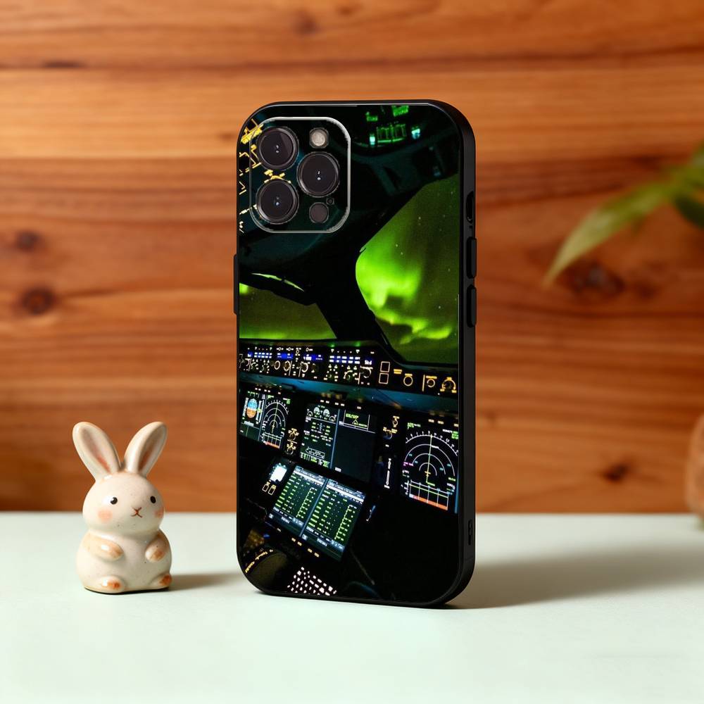 A-Aviation C-Cockpit Pilot Phone Case For iPhone17,16,15,14,13,12Plus,Pro Max,XS,5G Soft Silicone Black Cover