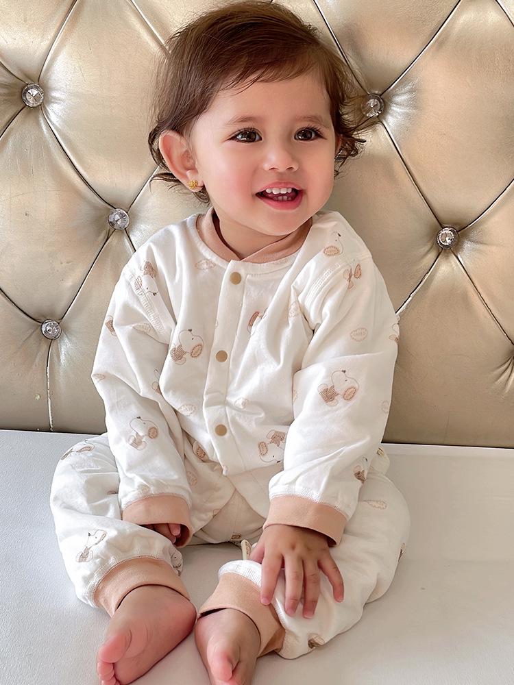 Autumn Baby Cotton Outfit Set: High-Waist Homewear for Boys & Girls