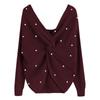 European Fashion Batwing Sleeve Knit Sweater with Cross Back Design for Women