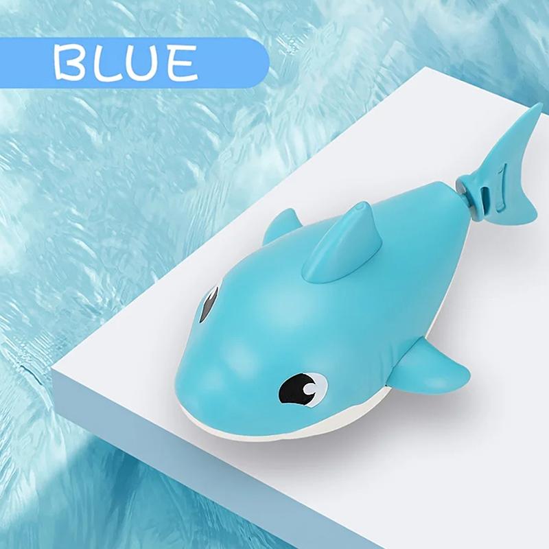1Pc Summer   Cartoon Shark Baby Water Play Toy With Wind Up Chain, Outdoor Beach Toy, Shower Toy, Bath Toy
