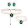 Luxurious imitation pearl crystal Choker necklace Set for Women Fashion Bracelet Earrings Jewelry Set for Wedding Bridal Sets
