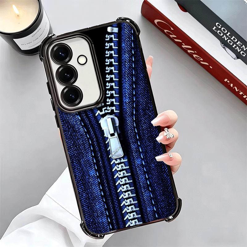 Retro Zipper Jeans Pattern Soft Phone Case For Samsung A17 A27 A07 A37 A57 A16 A56 A15 A55 A14 A54 A13 A53 A26 A36 A25 A35 A24 A