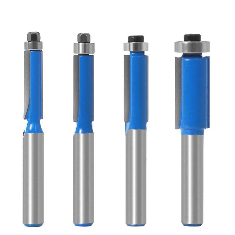 1/4pc 8mm Shank Flush Trim Router Bit with Bearing for Wood Template Pattern Bit Tungsten Carbide Milling Cutter for Wood