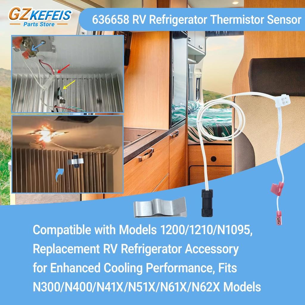 636658 Thermistor Assembly for Norcold, Compatible with Models 1200/1210/N1095, Replacement RV Refrigerator Accessory for Enhanced Cooling