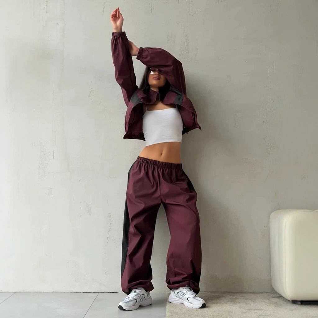 European and American fashion casual women's clothing long-sleeved contrasting sports jacket trousers suit street style suit women