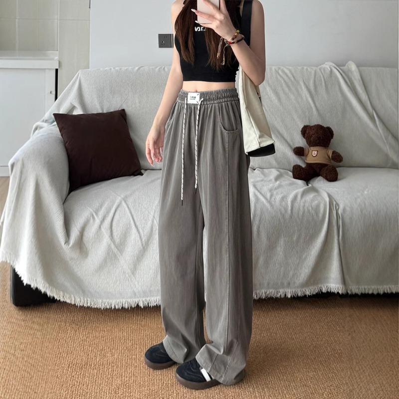 Washed Tencel Jeans Women's Spring Thin High Waist Straight Wide Leg Pants New Loose Casual Sickle Pants