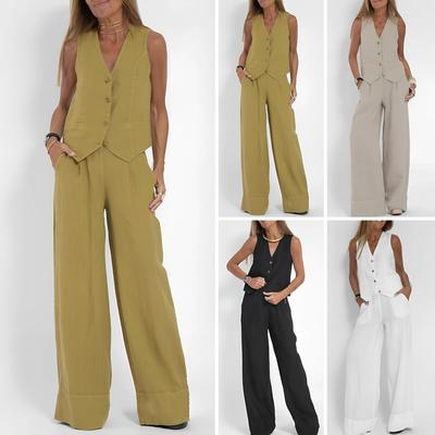 Womens Sleeveless Vest and Pants Summer Two Piece Suit Sets