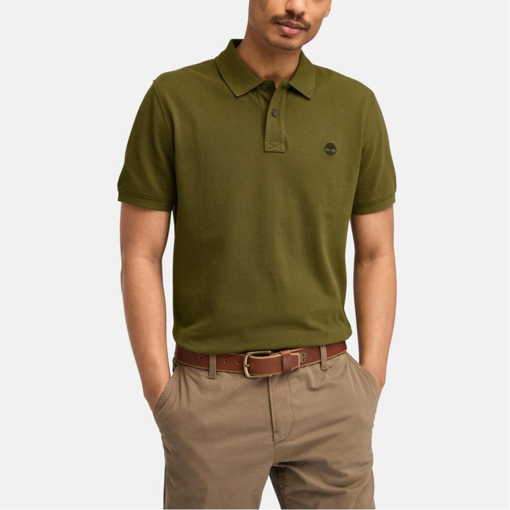 Timberland Solid Color Fashion Casual Polo Shirt Men Tops Dark-Green A6943-302