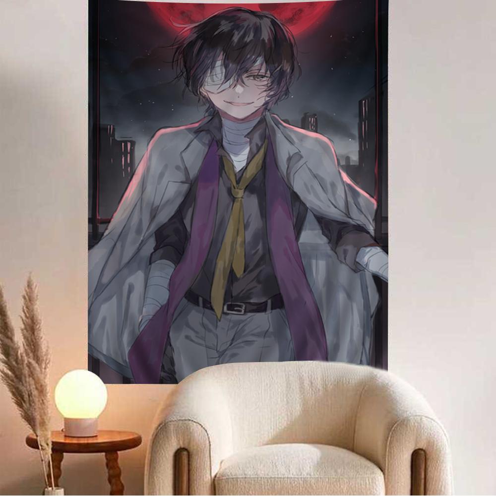 Bungo Stray Dogs Dazai Chuuya Buntes Wandteppich Wandbehang Hängendes Tarot Hippie Wandteppiche Schlafsaal Wandkunst Dekor 60x90cm