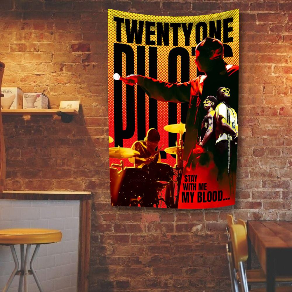 Twenty One Pilots Flaga Baner Cztery Otwory Poliester Nadruki Cyfrowe Tapestria Zespół Rockowy Dekoracja Zewnętrzna Pokój Garaż Ogród