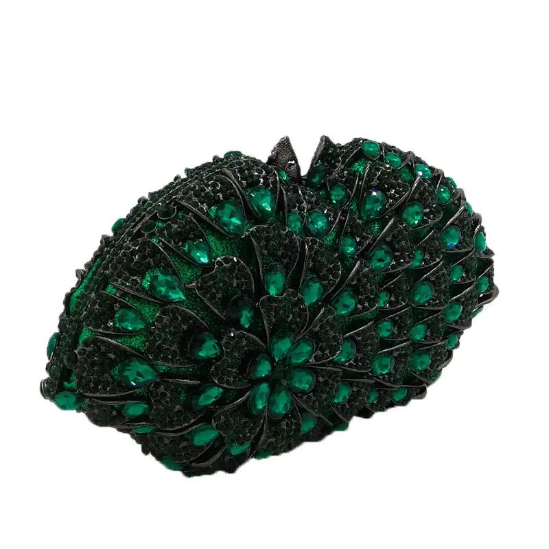 

Boutique De FGG Light Green Women Crystal Clutch Evening Purses Wedding Party Rhinestone Handbags Party Dinner Minaudiere Bag Mini Clutch