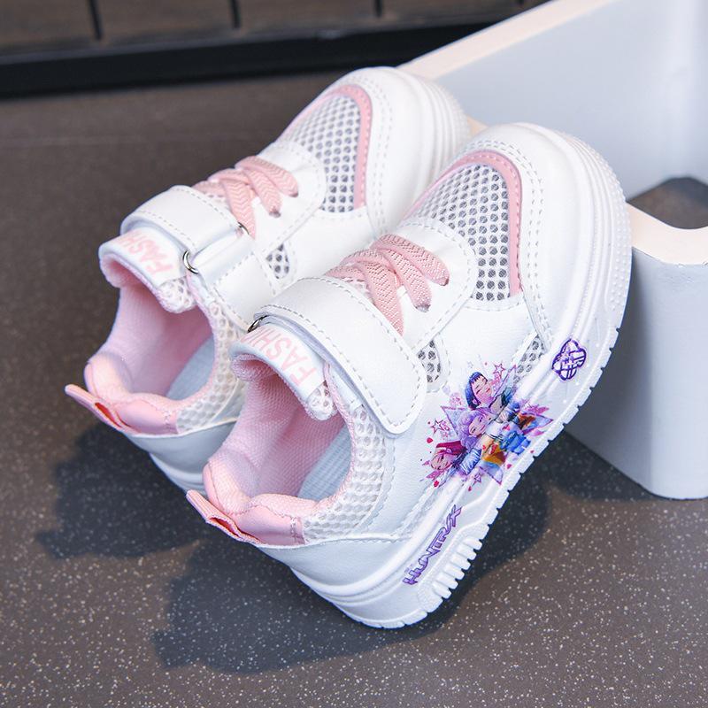 2026 Girls' Cartoon Princess White Sports Shoes - Summer Casual Fashion for Big Kids