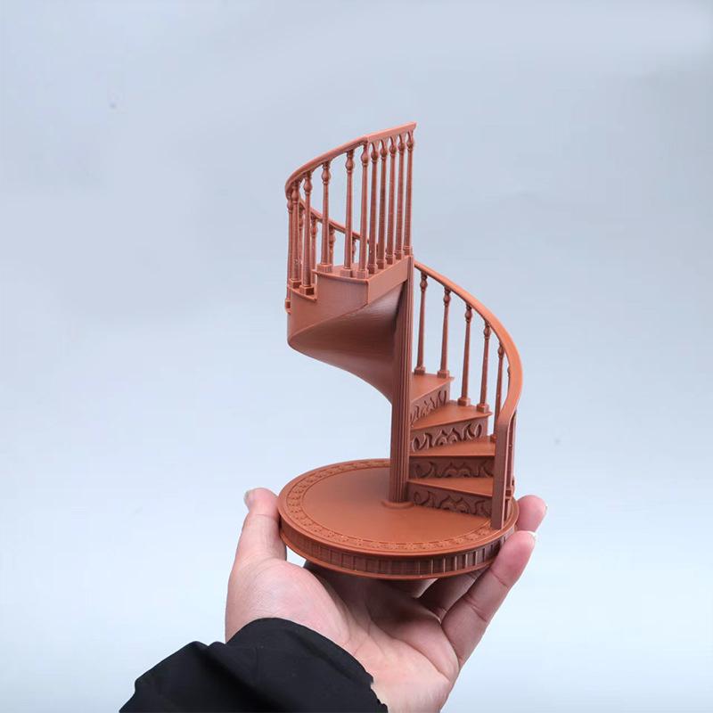 Miniature Spiral Staircase Model 1/12 Dollhouse European Style Furniture Decor Ornament Dolls House Accessories Pretend Play Toy