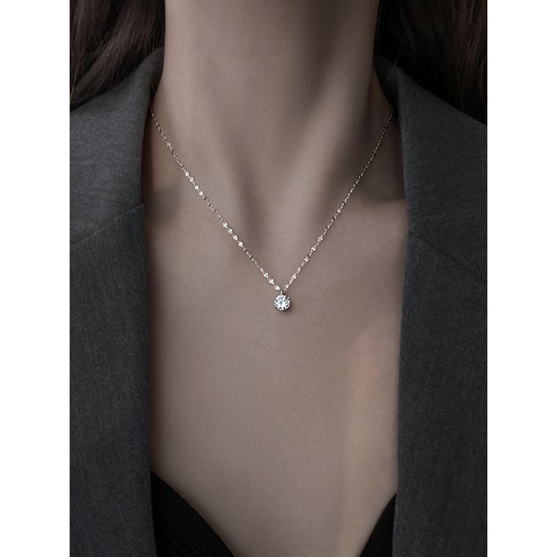 Six-Claw Single Diamond Necklace Female Simple Niche Explosion Exquisite High-End Ins Style Accessories Female Quality