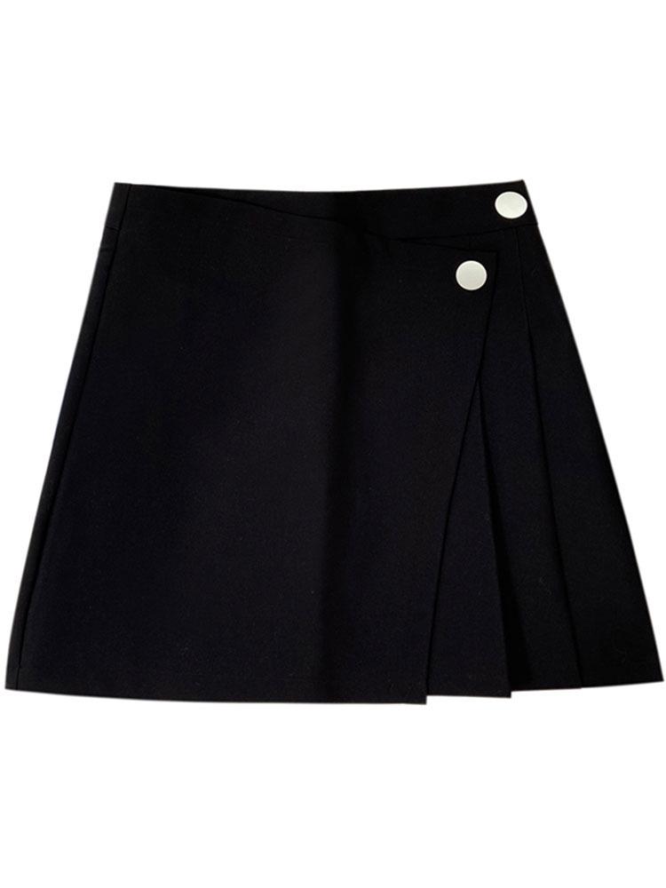

Plus Size Irregular Wrap Skort, Korean A-line Midi Skirt, High Waist Tummy Control M