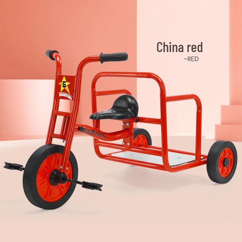 Kid's Early Learning Tricycle with Basket - Double Pedal Outdoor Ride-On Toy