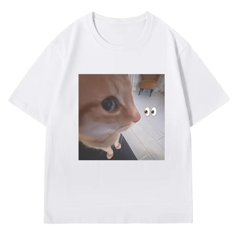 2025 New Summer Casual Short Sleeve T-Shir Print Cotton Regular Fit Round Neck Breathable Loose Unisex Tee Men Women Clothing