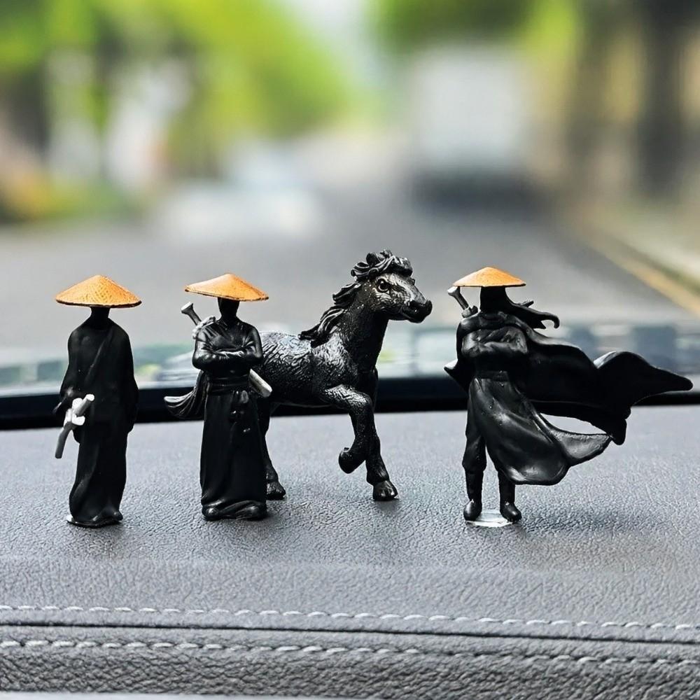 2/3/4pcs Miniature Chinese Swordsman Figure Creative Car Dashboard Ornament  Home Office Decor