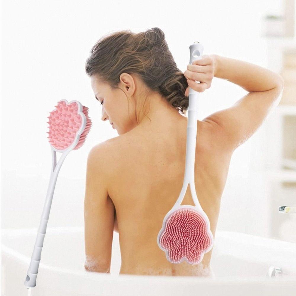 Long Handle Shower Massage Brushes Silicone Bathroom Back Scrubber  Remove Exfoliating