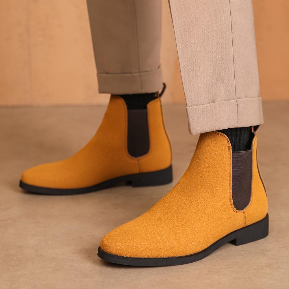 Chelsea Boots Men Imitation Deer Skin Chelsea Men's Boots Mid Tube Suede Shoes for Men Ankle Boots Botas Cuturno Masculinas
