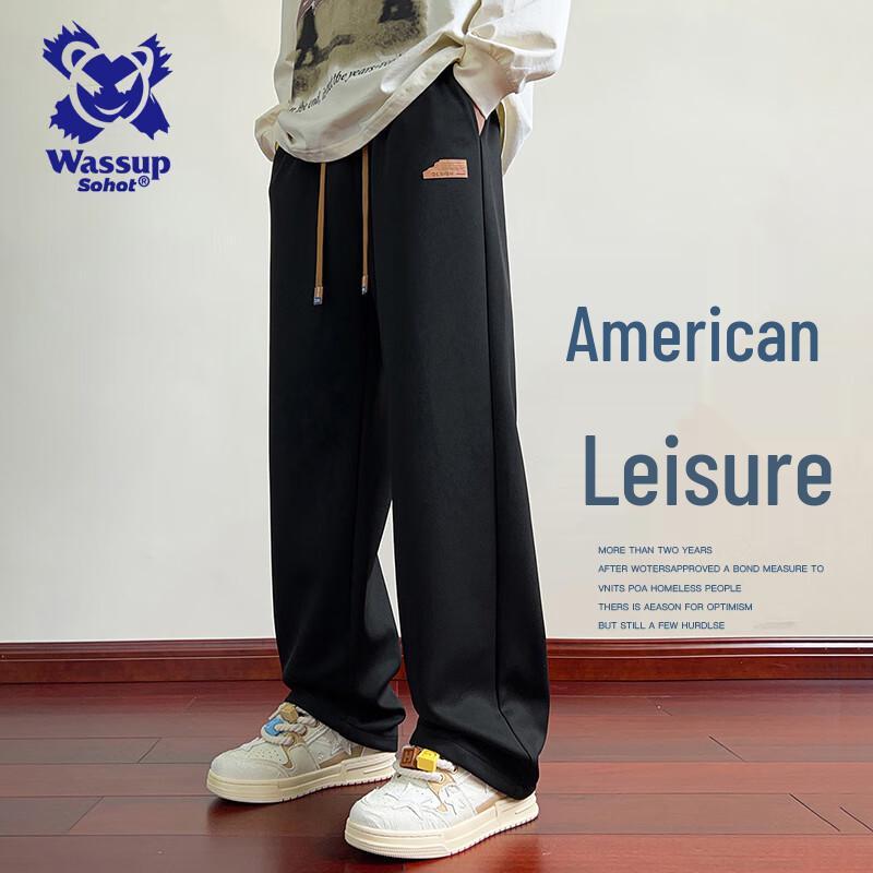 Wassup Sohot Men s Casual Loose Straight Leg Trousers 3XL