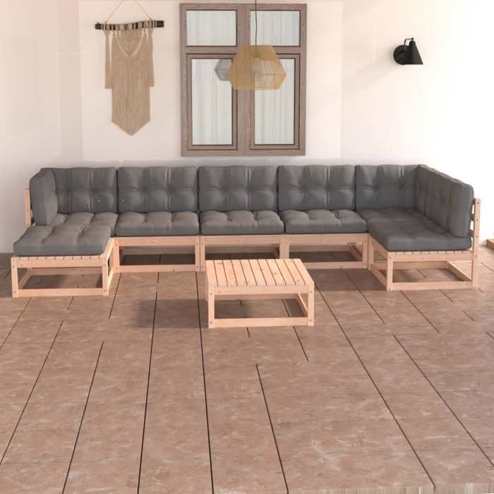Exclusive House - 8-piece Garden Furniture Set with Cushions Solid Pine Wood