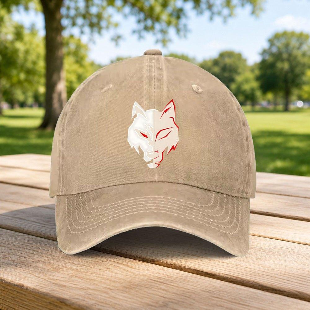 Classic Wolf Head Pattern Washed Baseball Cap Unisex Casual Dad Hat Retro Sports Street Wear