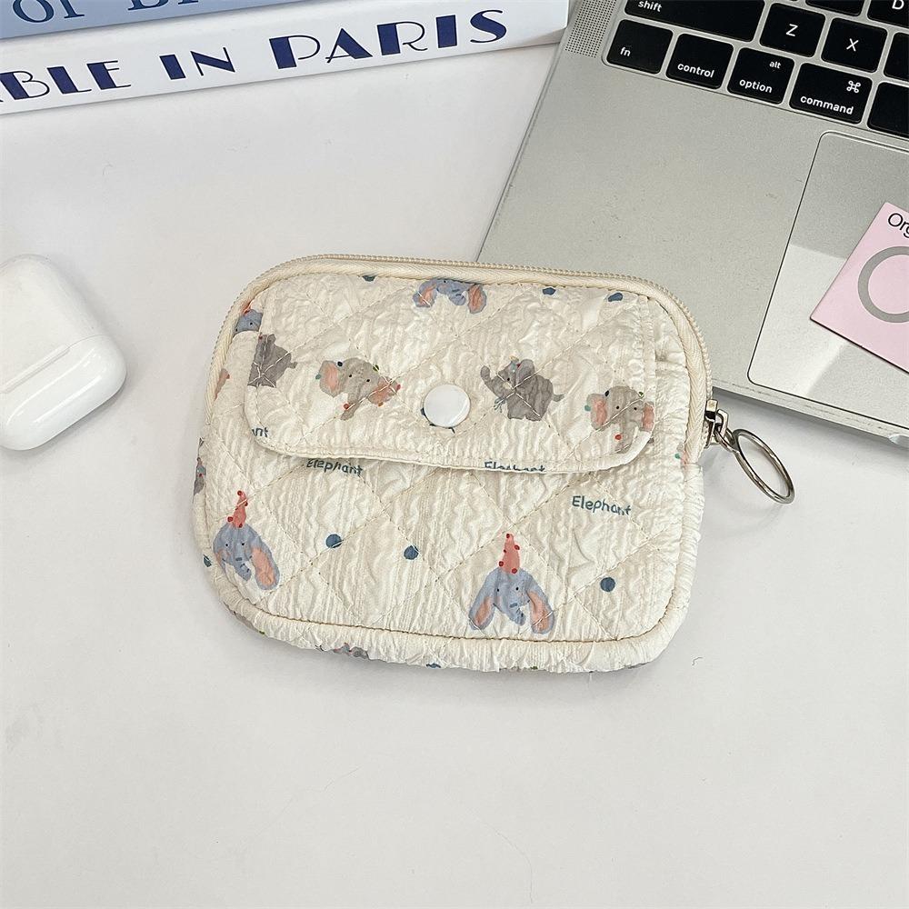 Pinted Small Makeup Lipstick Bag Large Capacity Mini Canvas Storage Bag Floral Coin Purse  Outdoor
