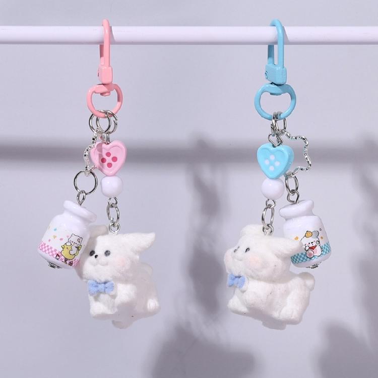 Aesthetic Keychains Purse Handbag Backpack Bag Pendant Charms Flocking Dog Keychains Charms Car Keyring for Women Girls