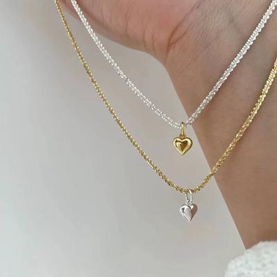 Naszyjnik Sparkling Love Damski Lekki Luksus Wersja Koreańska Super Błysk Cygańskie Serce Ze Stali Nierdzewnej Łańcuszek na Obojczyk