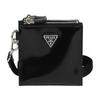 Prada Triangle Logo Smooth Cowhide Clutch Men's Black