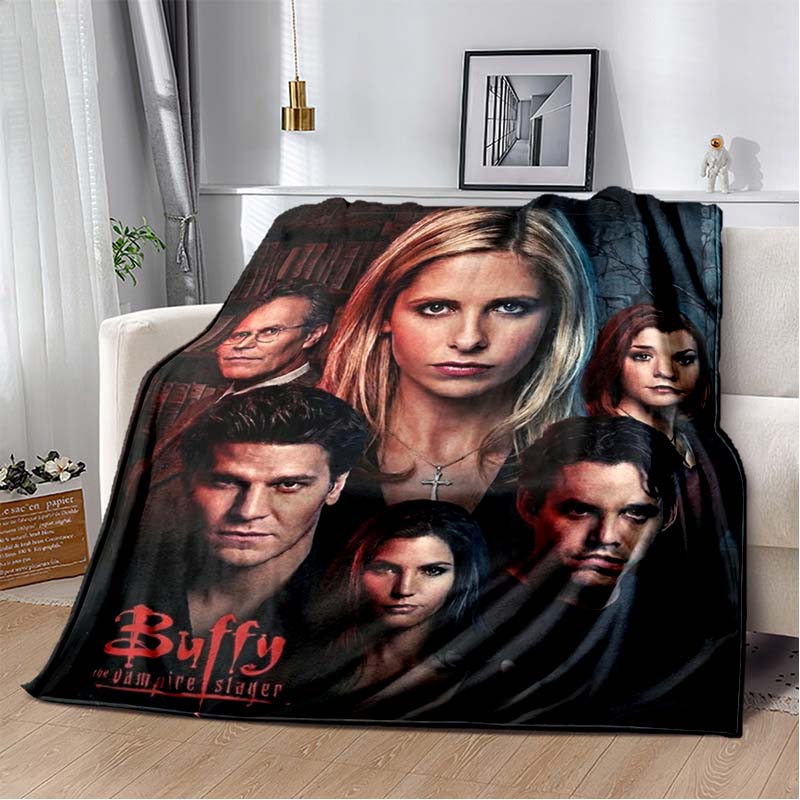 Buffy The Vampire Slayer Flanelldecke, Weiche Leichte Überwurfdecke mit Logo-Druck für Sofa Couch Schlafzimmer Heimdekoration