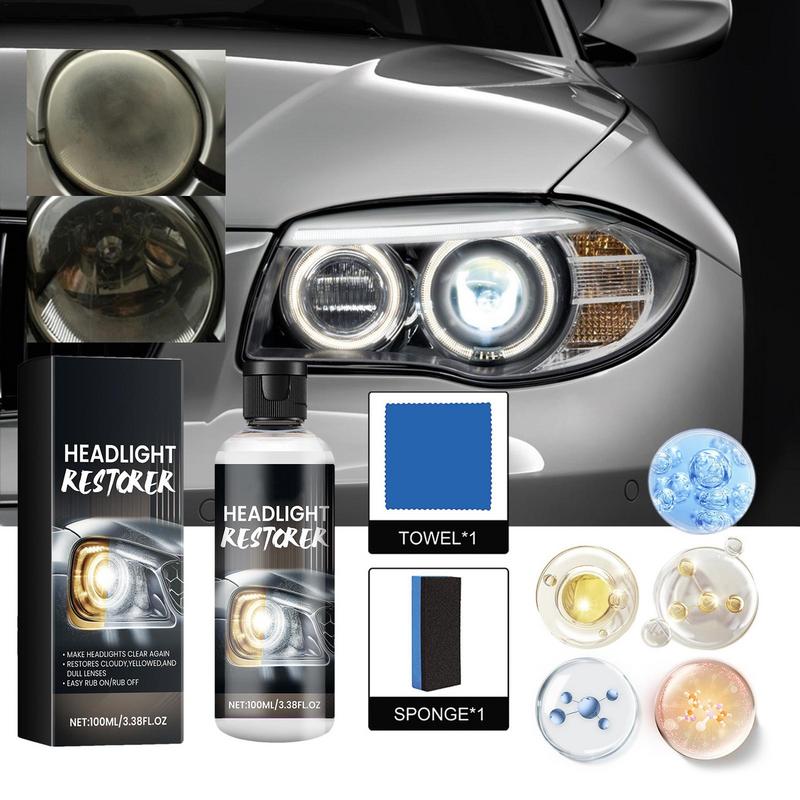 Tekutina na opravu škrábanců na čočkách světlometů 100 ml Auto leštidlo na světlomety Sada na renovaci světlometů Detailing Autokosmetika