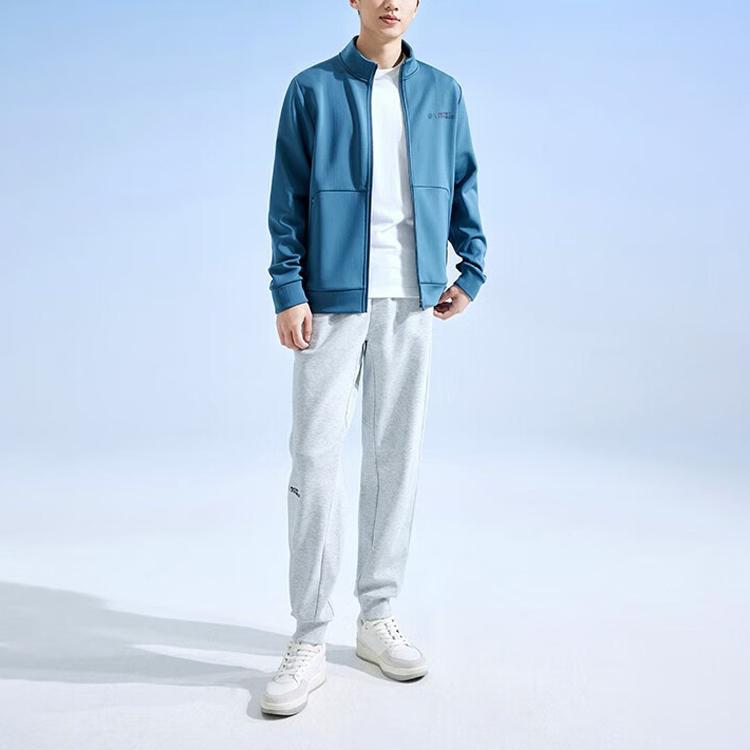 Anta Solid Color Zip-Up Hoodie Men Hoodies Ocean-Green 952337708-2