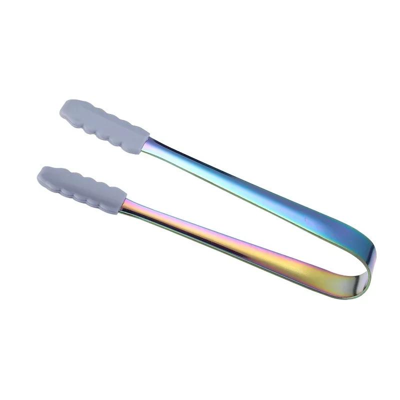 

1 Pcs Multicolor Silicone Head Non-Slip Food Ice Cube Clip Tongs Bread Barbecue Mini Sugar Dessert Clamp Party Bar Utensils разноцветный