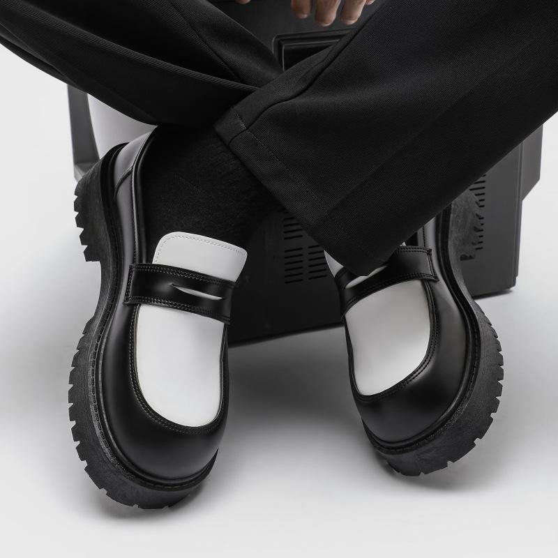 Z shoes ins new British business and leisure platform carbon black sports non-slip big head leather shoes