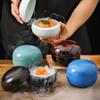 Solid Color Spherical Ceramic Bowl with Lid Dry Ice Sashimi Bowl Dessert Bowl Soup Bowls Molecular Cuisine Specialty Tableware