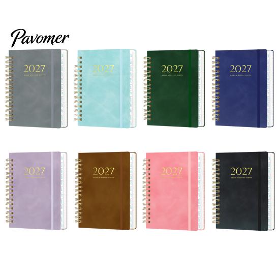 Agenda Appuntamenti A5 2027 Planner Settimanale Spiralato, Calendario Settimanale 365 Giorni con Organizer Copertina Rigida Elastico, 140 Pagine Carta Spessa