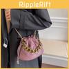 New Arrival Fashionable Diamond-patterned Chunky Chain Bucket Bag Women's Shoulder Crossbody Bag Simple Drawstring Wrinkled Bag